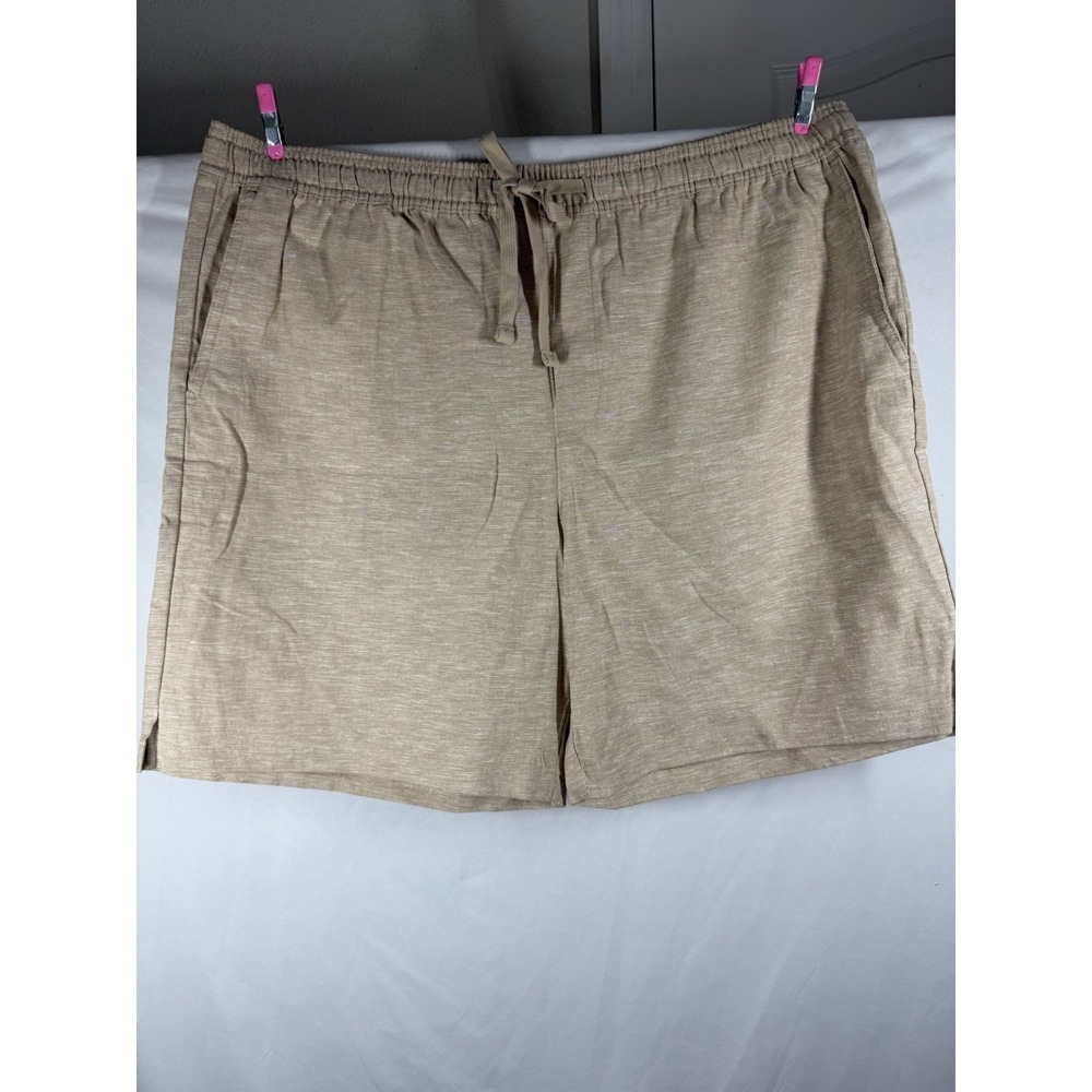 GAP Men's XL Linen Blend Shorts Tan Beige Elastic Waist Drawstring